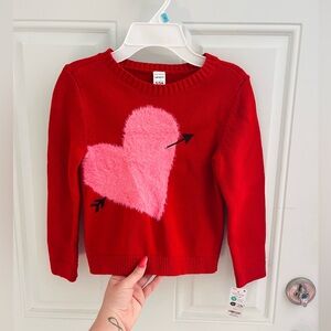 NWT carter's girls crew neck pullover sweater red with heart arrow size 5